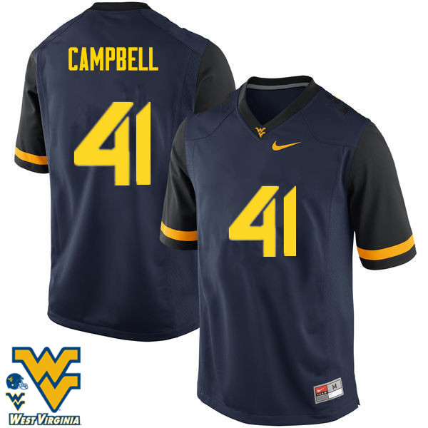 Men #41 Jonah Campbell West Virginia Mountaineers College Football Jerseys-Navy - Click Image to Close